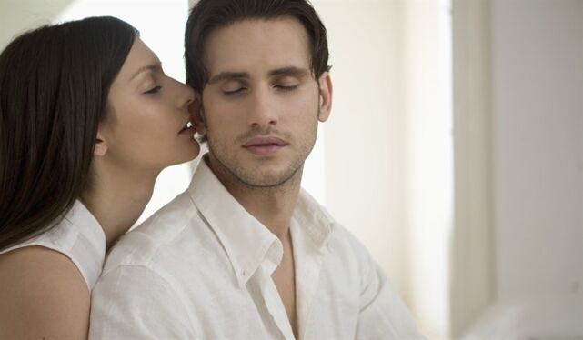 Light touches to stimulate a man